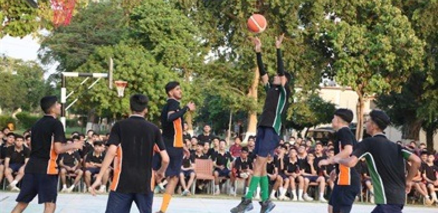 Cadets are playing basketball