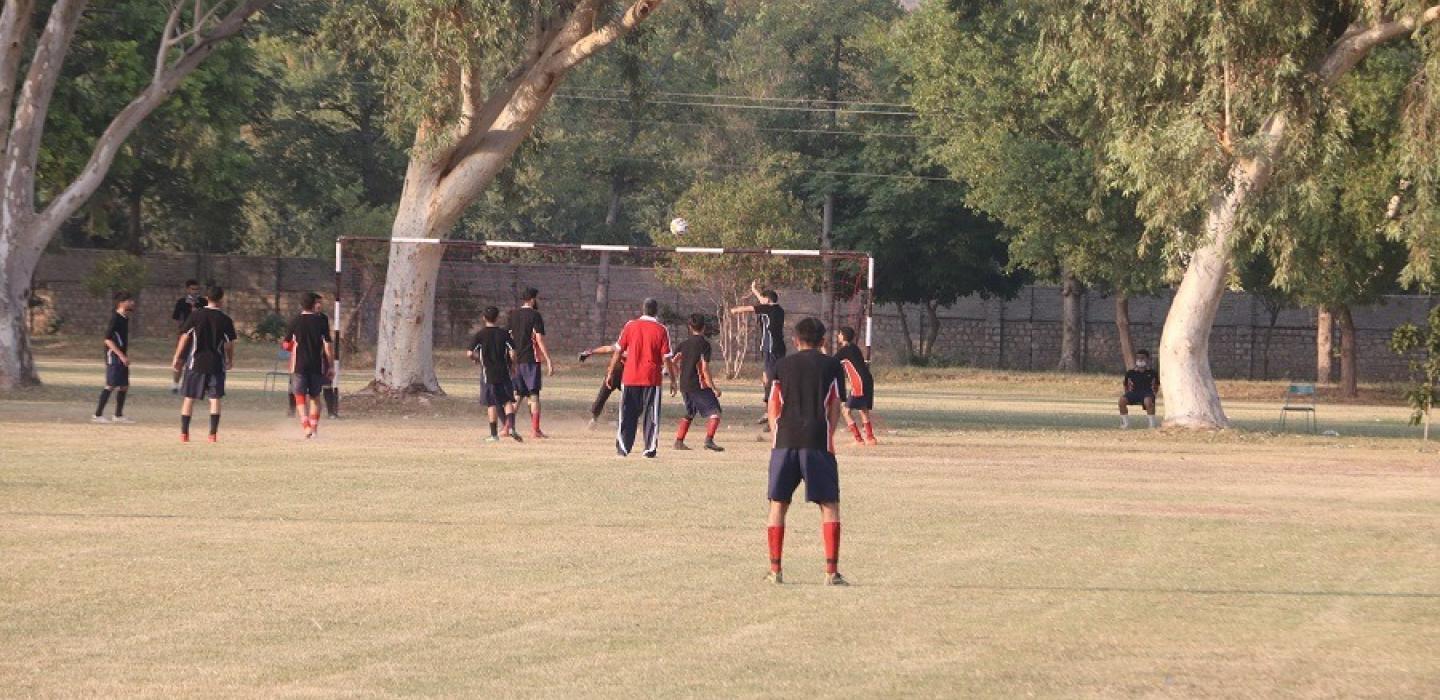 Cadets are celebrating a goal win in soccer match