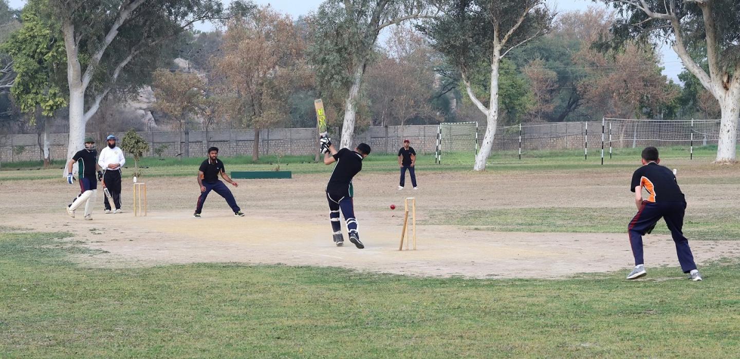Cadets are playing friendly cricket matching